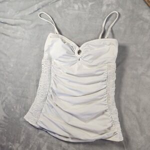 Captiva White Ruched Swim Top Swimsuit – Size 8 / M